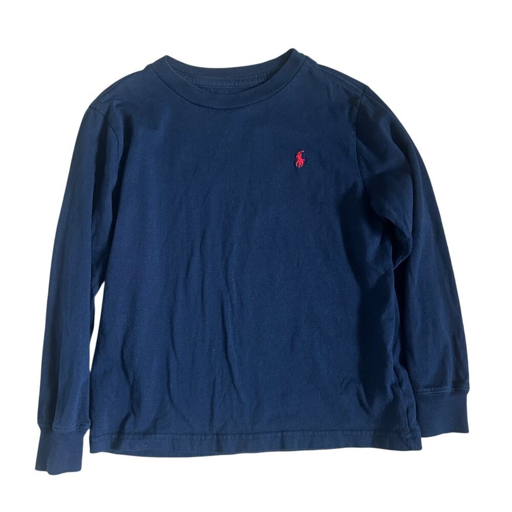 Polo Ralph Lauren Kids Long‑Sleeve Shirt – Navy Cotton (Size 6)